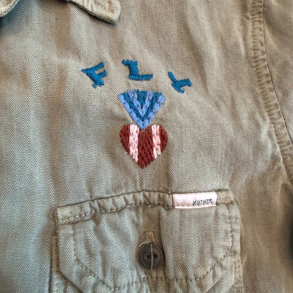 MOTHER Super Trooper Crop Fray Top Jacket XS - Picture 6 of 6